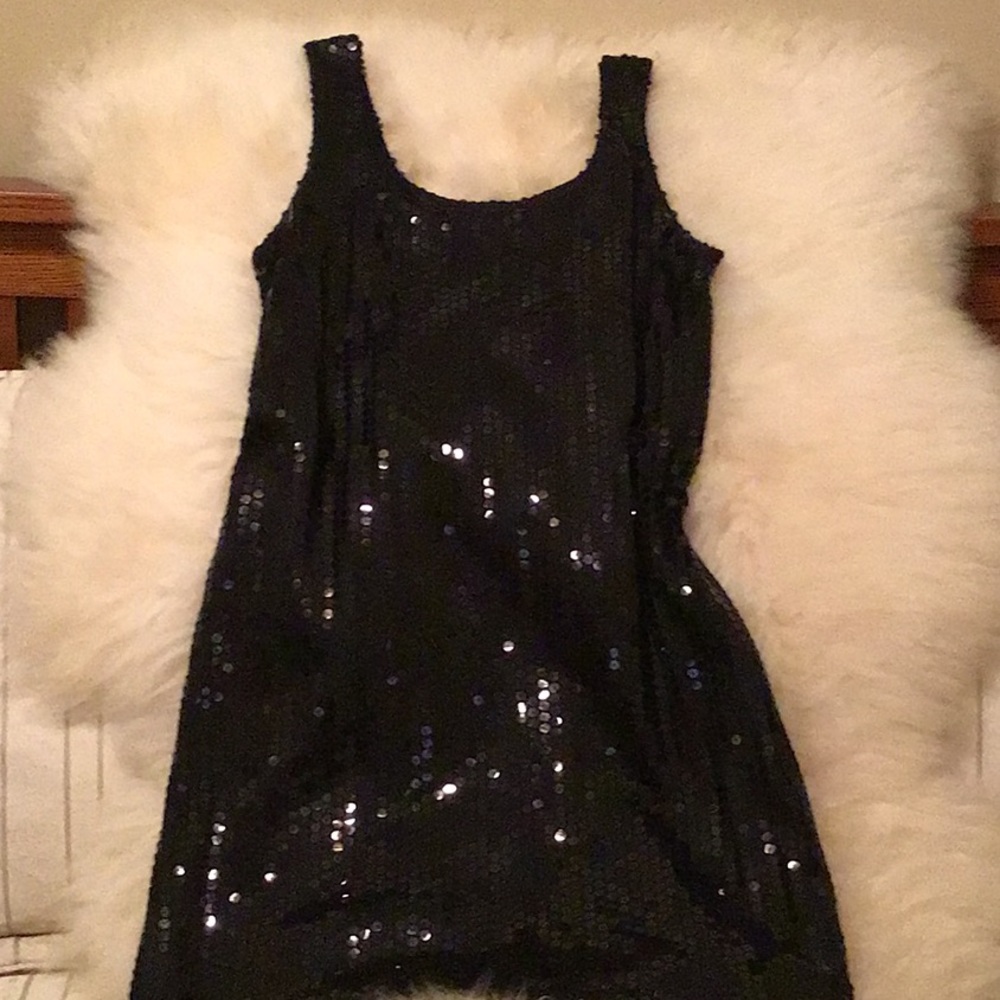 Black sequin cocktail dress